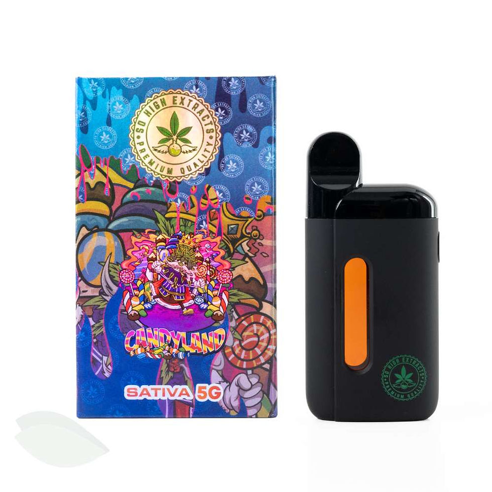 Thumbnail: So High Extracts' premium 5 gram disposable THC vape in the Candyland strain flavour