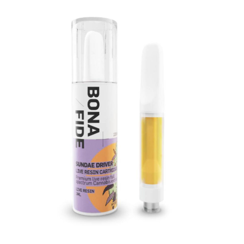 Thumbnail: Sundae Driver strain live resin vape cart from Bonafide