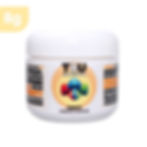A jar of TRU Trinity strain magic mushroom capsules against a white background.