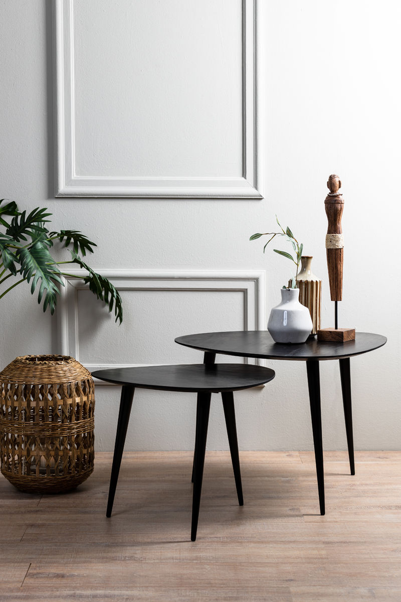 Thumbnail: CHASEY Side Table wood matt black S/2 44x44x36 plus 50x50x41