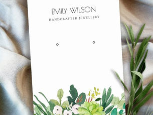 Review COOL GREEN FOLIAGE SUCCULENT PEONY EARRING DISPLAY BUSINESS CARD