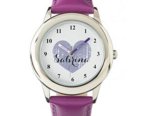Best Price! Cute Kid's watch with purple heart and girls name