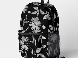 Top 10! Watercolor flowers black and white floral pattern printed backpack