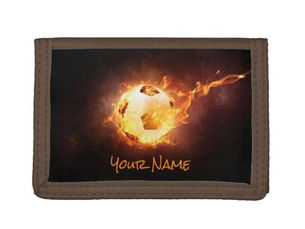 Top 10! Personalized Soccer, Football, Ball under Fire Trifold Wallet
