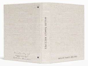 Best Price! Minimal Faux-Canvas Print Family Recipe Wedding Gi 3 Ring Binder