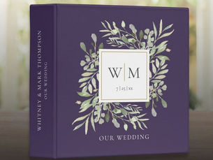 Best Price! Purple Monogram Greenery Wedding Photo Album 3 Ring Binder