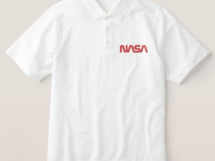 Hot Review! Ultimate NASA Logotype Rocket White Embroidered Polo Shirt