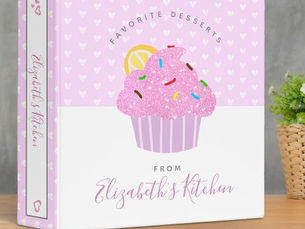 Best Price! Recipe cookbook pink cupcake hearts sweet modern 3 ring binder