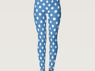 Hot Deals! Blue White Polka Dot Pattern Leggings