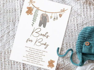 Best Deals! Cute clothing line baby shower bring a book enclosure card