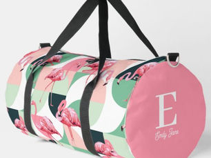 Hot Review! Monogram Modern Pink Flamingo Geometric Girly Name Duffle Bag