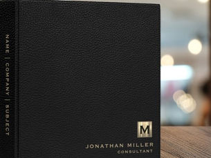 Hot Deals! Black Leather Luxury Gold Monogram 3 Ring Binder