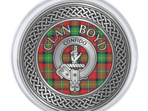 Hot Deals! Clan Boyd Crest & Tartan Knot Silver Finish Lapel Pin