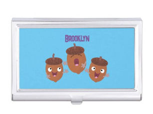Best Deals! Cute happy acorns singing cartoon for kids business card case