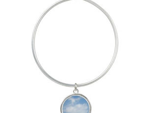 Best Price! Heart and J Clouds Photo Bangle Bracelet