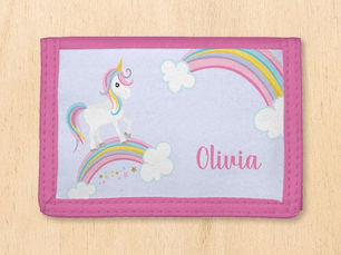 Best Deals! Magical Rainbow Unicorn Purple Personalized Girls Trifold Wallet
