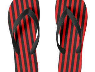 Best Deals! Black and Red Striped Flip Flops