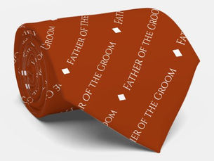 Hot Review! Father of the Groom Repeating Text Rust Orange Neck Tie