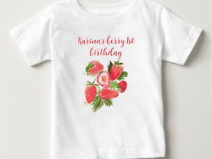 Best Price! Berry First Birthday Strawberry Watercolor Girl Baby T-Shirt