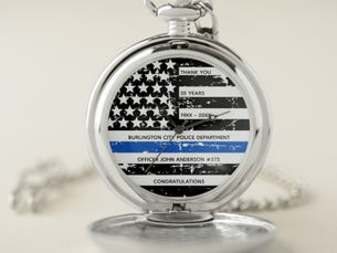 Big Deals! Personalized Thin Blue Line Police Retirement Pocket Watch