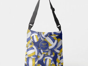Hot Deals! blue gold team colors volleyball coach name crossbody bag