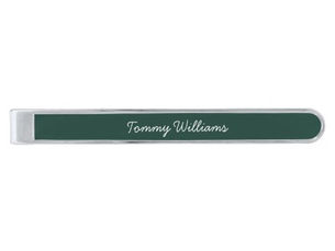 Hot Deals! Minimalist Emerald Green Professional Simple Silver Finish Tie Bar