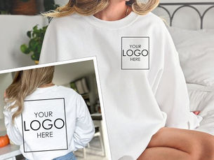 Big Deals! Upload Your Company Logo Custom Business Crewneck Sweatshirt