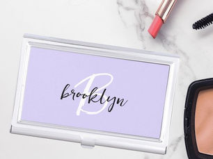 Hot Review! Stylish Lavender Black White Monogram Business Card Case