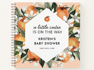 Top 5! Orange Themed Little Cutie Baby Shower Guestbook Notebook