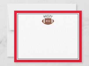 Big Deals! Football Name & Number Green Red Stationery Note Card
