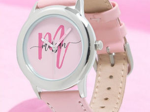 Top 10! Hot Pink Modern Script Girls Monogram Name Watch