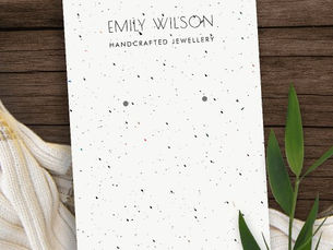 Top 5! WHITE TERRAZZO TEXTURE KRAFT EARRING DISPLAY LOGO BUSINESS CARD