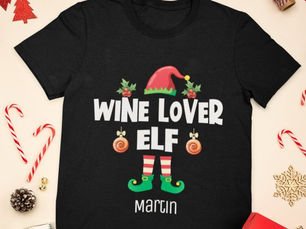 Big Deals! Wine lover elf Christmas family outfit name T-Shirt