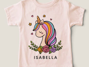 Review Unicorn Cute Whimsical Girly Personalized Name Toddler T-shirt