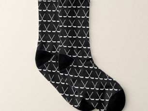 Review Ice Hockey Sticks Pattern Black Background Socks
