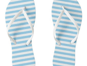 Best Deals! Baby Blue and White Medium Size Horizontal Stripes Flip Flops
