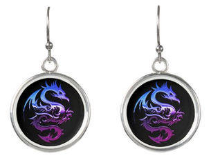 Top 5! Purple Metallic Dragon Earrings