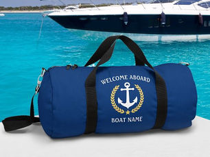 Top 5! Welcome Aboard Boat Name Anchor Gold Laurel Star Duffle Bag