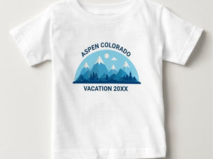 Review Custom Family Ski Trip Blue Mountain Cute Baby T-Shirt