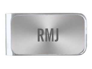 Top 5! Modern Brushed Metal Look Gray Monogram Silver Finish Money Clip