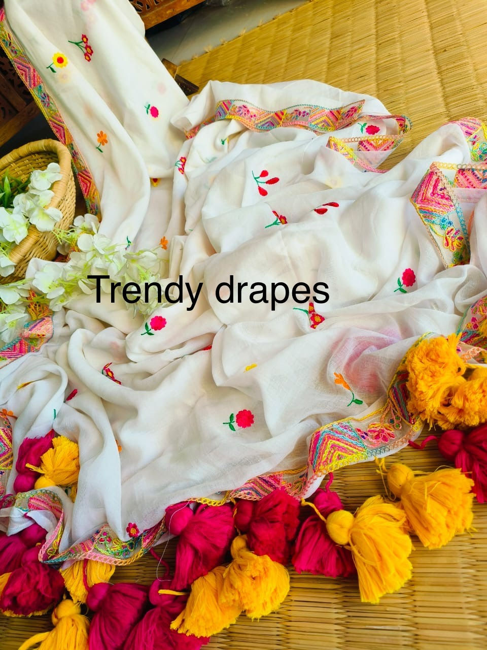 Designer Mulmul cotton saree