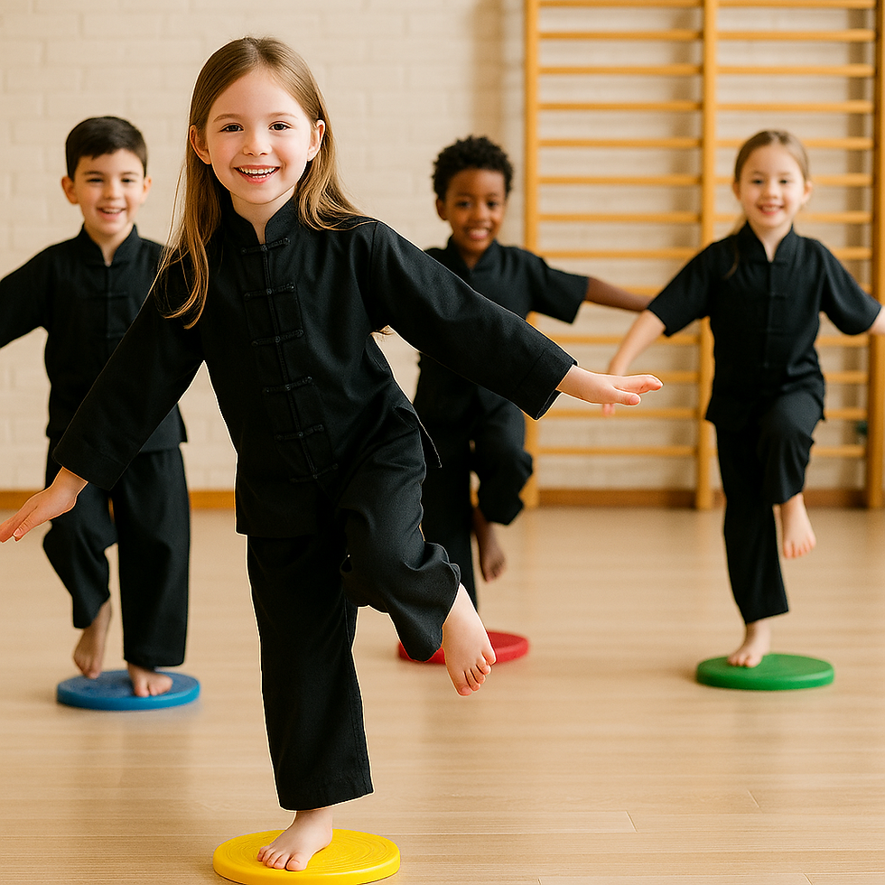 niños haciendo kung fu