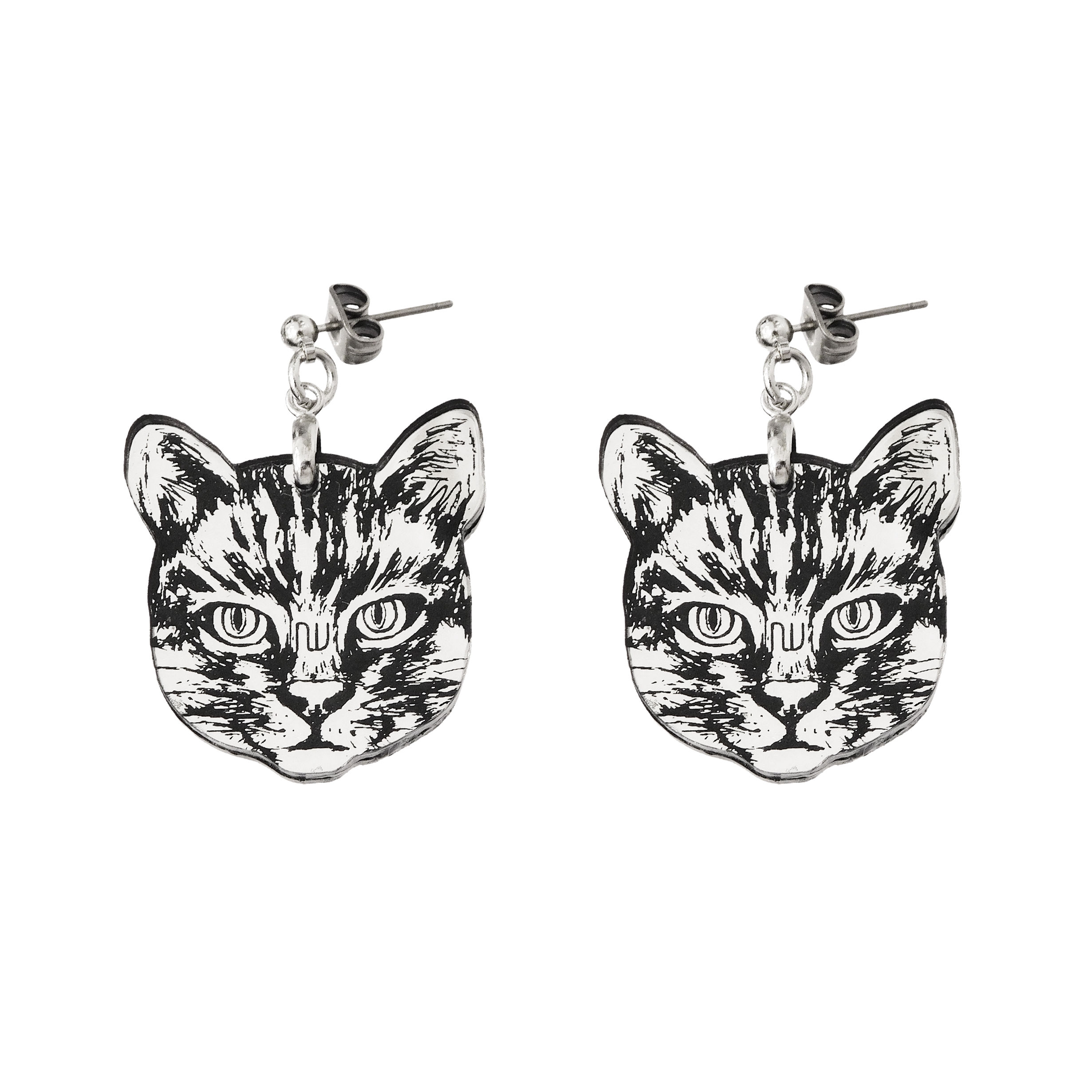 《NV》イリオモテヤマネコミラーアクリルピアス/イヤリング※ブラック