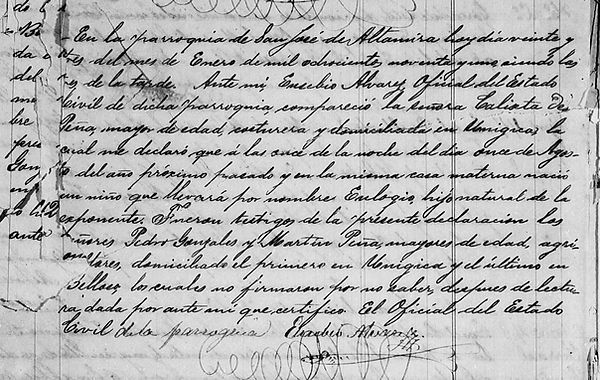 Acta de Registro Eulogio de Pena (nieto)