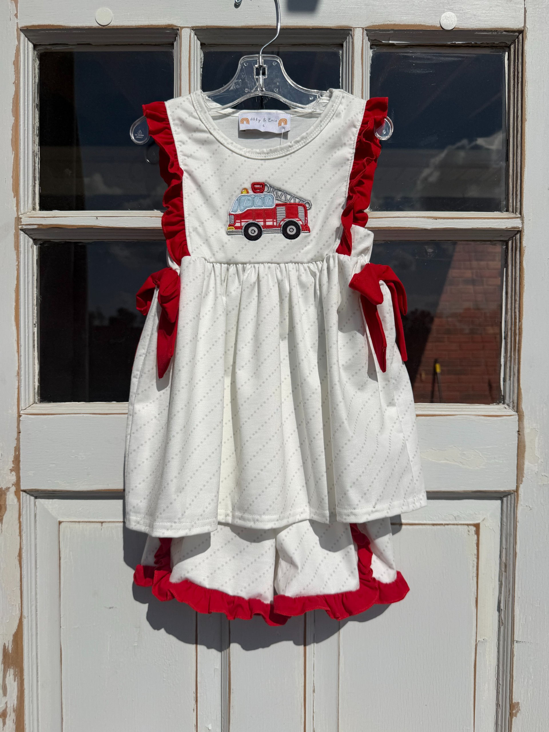 Abby & Evie Red Firetruck 2pc Set