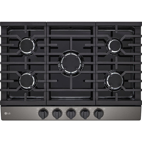 LG 30" Gas Cooktop, 20K BTU - Black Stainless