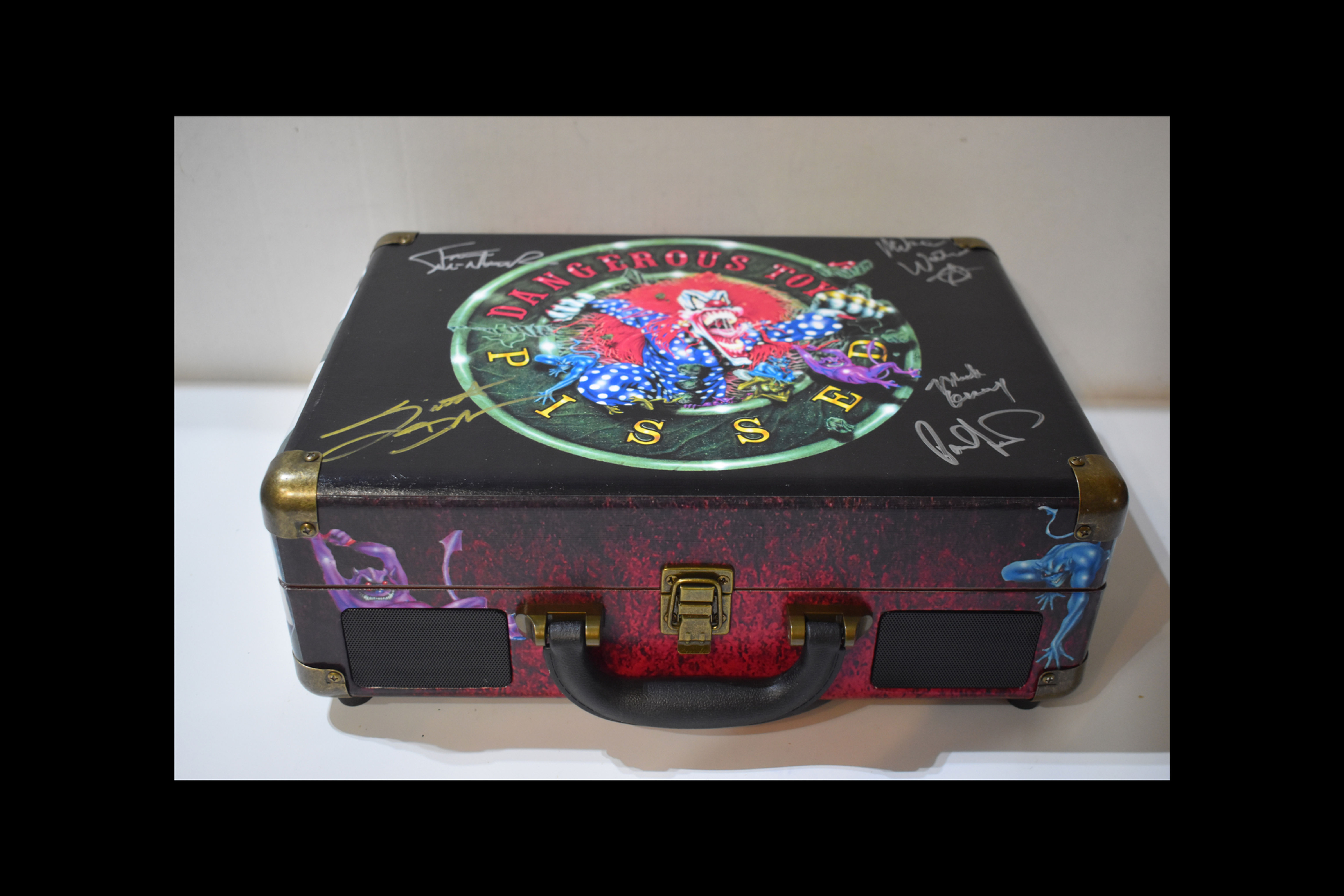 AUTOGRAPHED LTD ED of 100 Dangerous Toys "Pissed" Decoupage Turntable