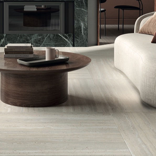 Thumbnail: As a porcelain tile travertine Avorio silk is durable, practical and magnificent addition to any design