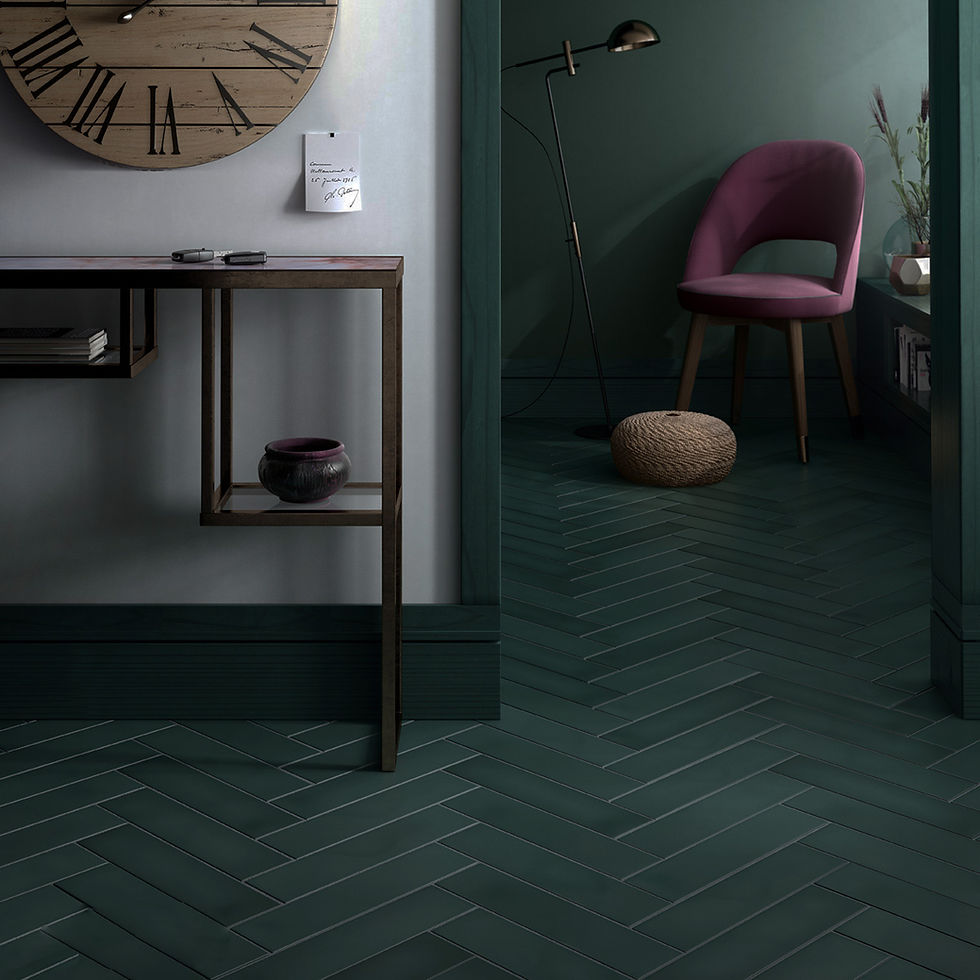 Thumbnail: Suitable for floors and walls ES Tromboli, brings this room to life with its rich natural hunter green color