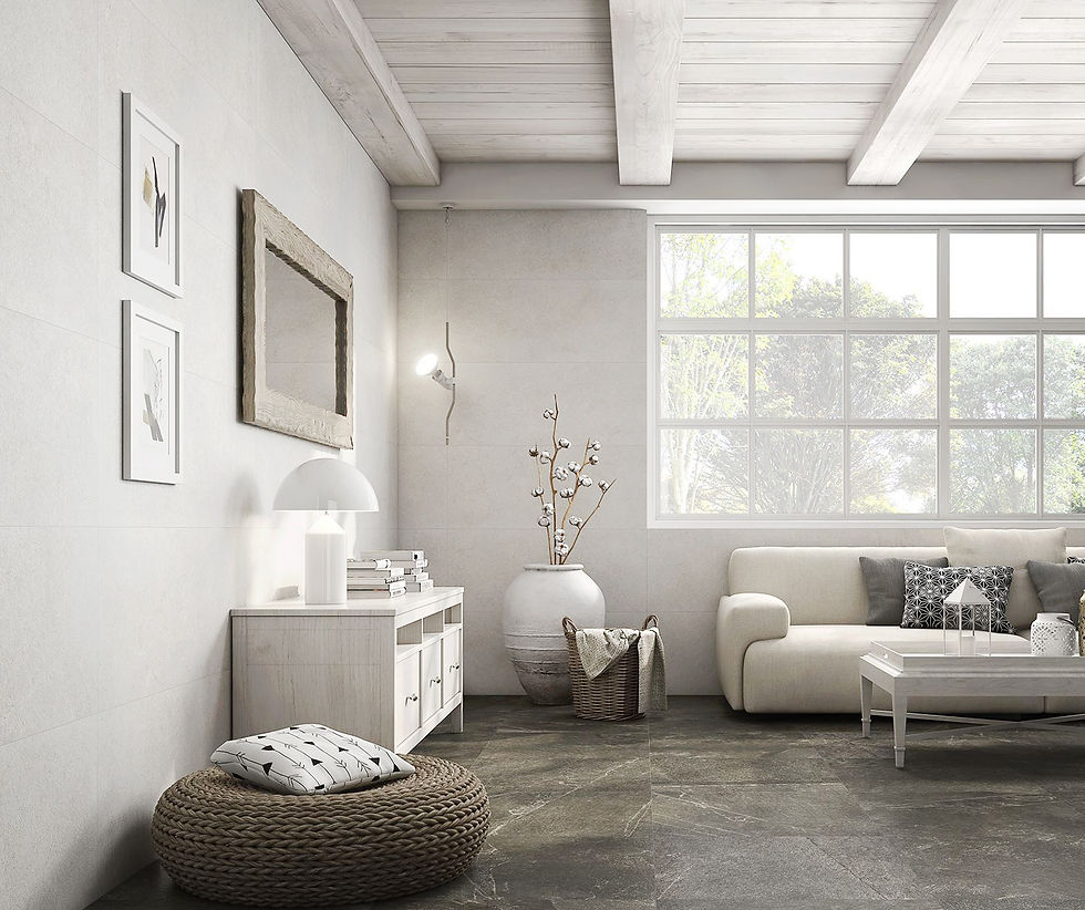 Add texture to your walls with this white, large ceramic tile. In a soft white colour it is fresh and inviting